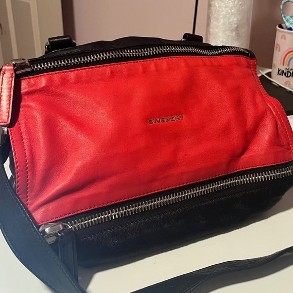 Givenchy Red Leather and Black Pony Hair Bag - Picture 1 of 16